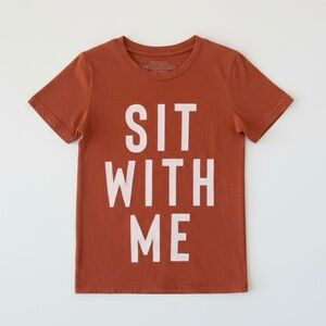 The Ever Co “Sit With Me” Rust Orange Organic Cotton Graphic Tee | Girls 5Y